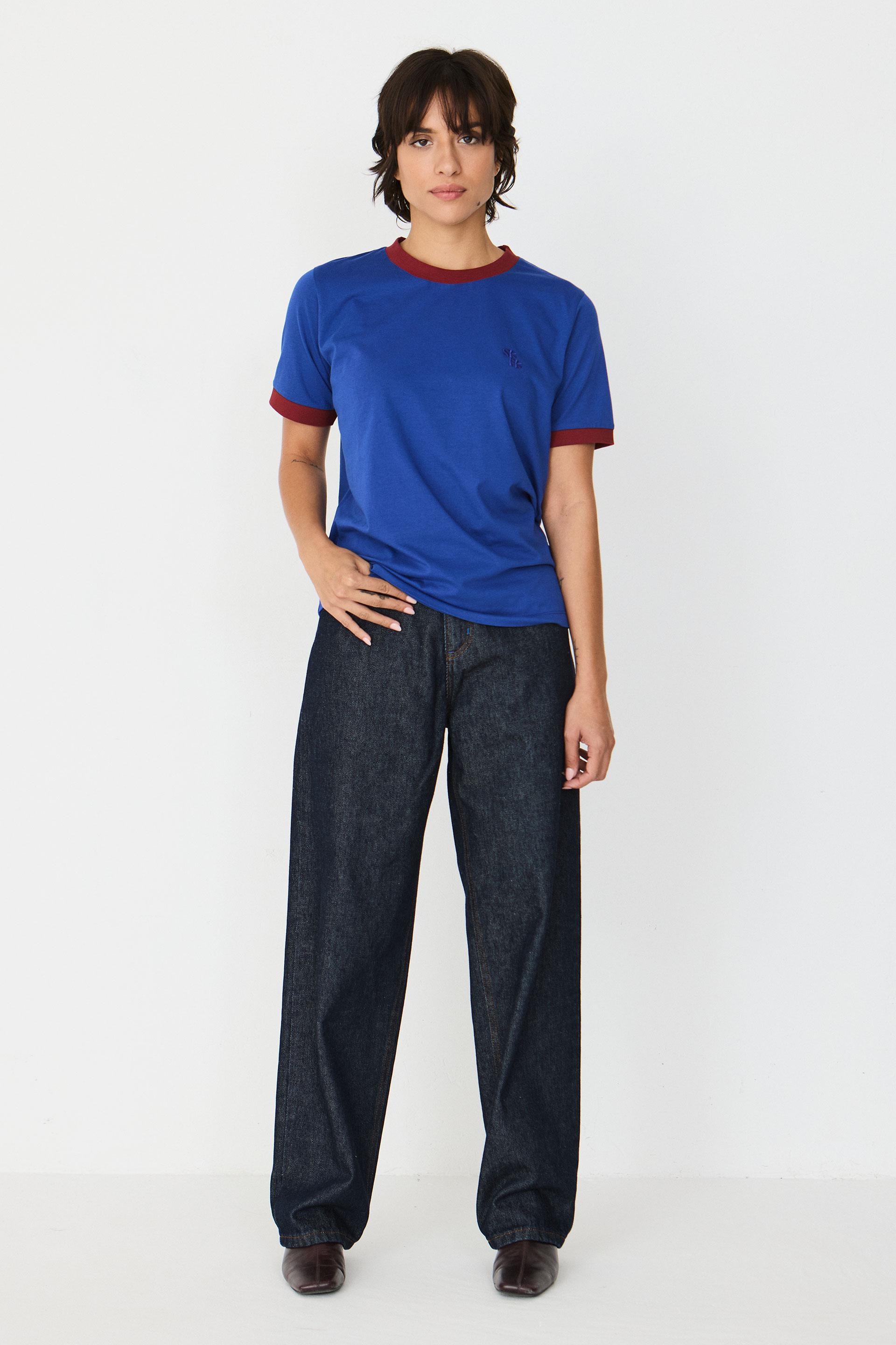 SKFK Neskur Blue GOTS T-Shirt Damen Bio Baumwolle blau